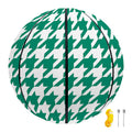 Jungle Green And White Houndstooth Print Basketball
