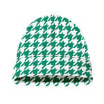 Jungle Green And White Houndstooth Print Beanie