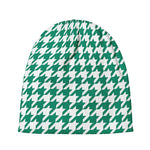 Jungle Green And White Houndstooth Print Beanie