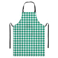 Jungle Green And White Houndstooth Print Bib Apron With Pocket