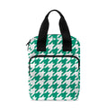 Jungle Green And White Houndstooth Print Bible Tote Bag