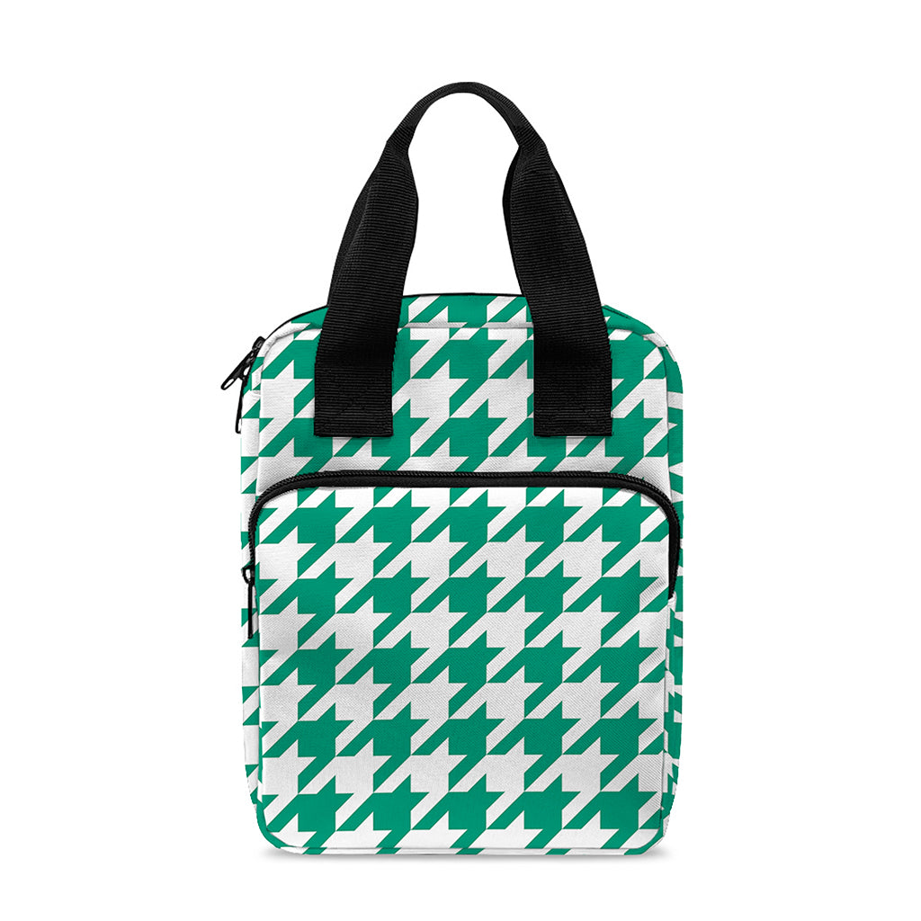 Jungle Green And White Houndstooth Print Bible Tote Bag