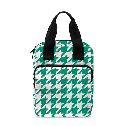 Jungle Green And White Houndstooth Print Bible Tote Bag