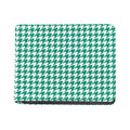 Jungle Green And White Houndstooth Print Bifold Wallet