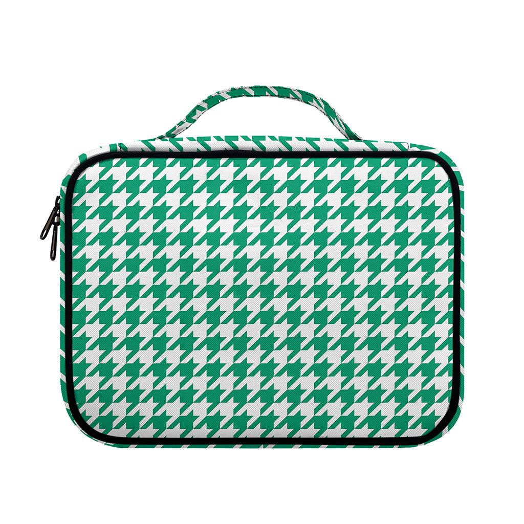Jungle Green And White Houndstooth Print Briefcase Bible Bag