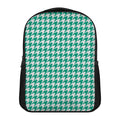 Jungle Green And White Houndstooth Print Casual Backpack