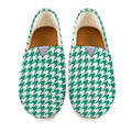 Jungle Green And White Houndstooth Print Casual Shoes