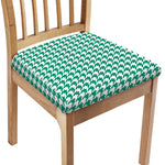 Jungle Green And White Houndstooth Print Chair Cushion Cover