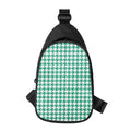 Jungle Green And White Houndstooth Print Sling Bag