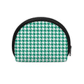 Jungle Green And White Houndstooth Print Coin Purse
