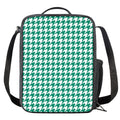 Jungle Green And White Houndstooth Print Crossbody Lunch Bag
