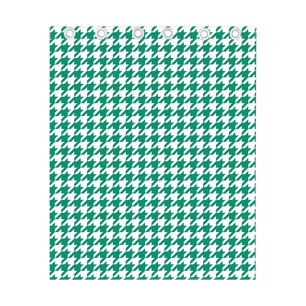 Jungle Green And White Houndstooth Print Curtain