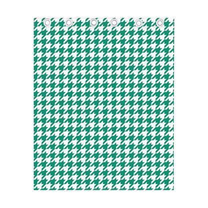 Jungle Green And White Houndstooth Print Curtain