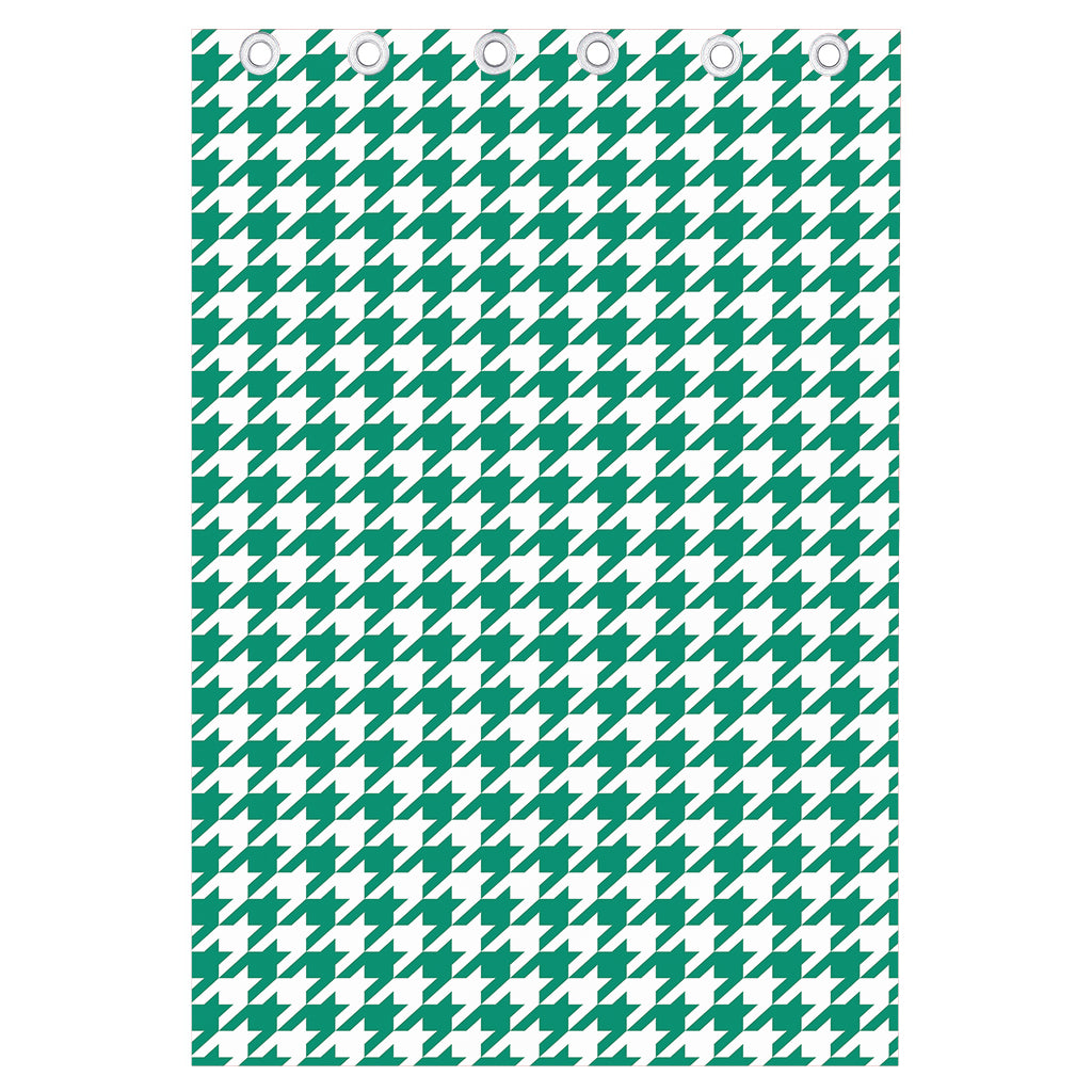 Jungle Green And White Houndstooth Print Curtain