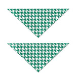 Jungle Green And White Houndstooth Print Dog Bandana