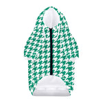 Jungle Green And White Houndstooth Print Dog Zip Up Hoodie