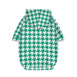 Jungle Green And White Houndstooth Print Dog Zip Up Hoodie