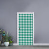 Jungle Green And White Houndstooth Print Door Sticker