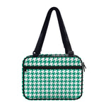 Jungle Green And White Houndstooth Print Double Strap Bible Bag