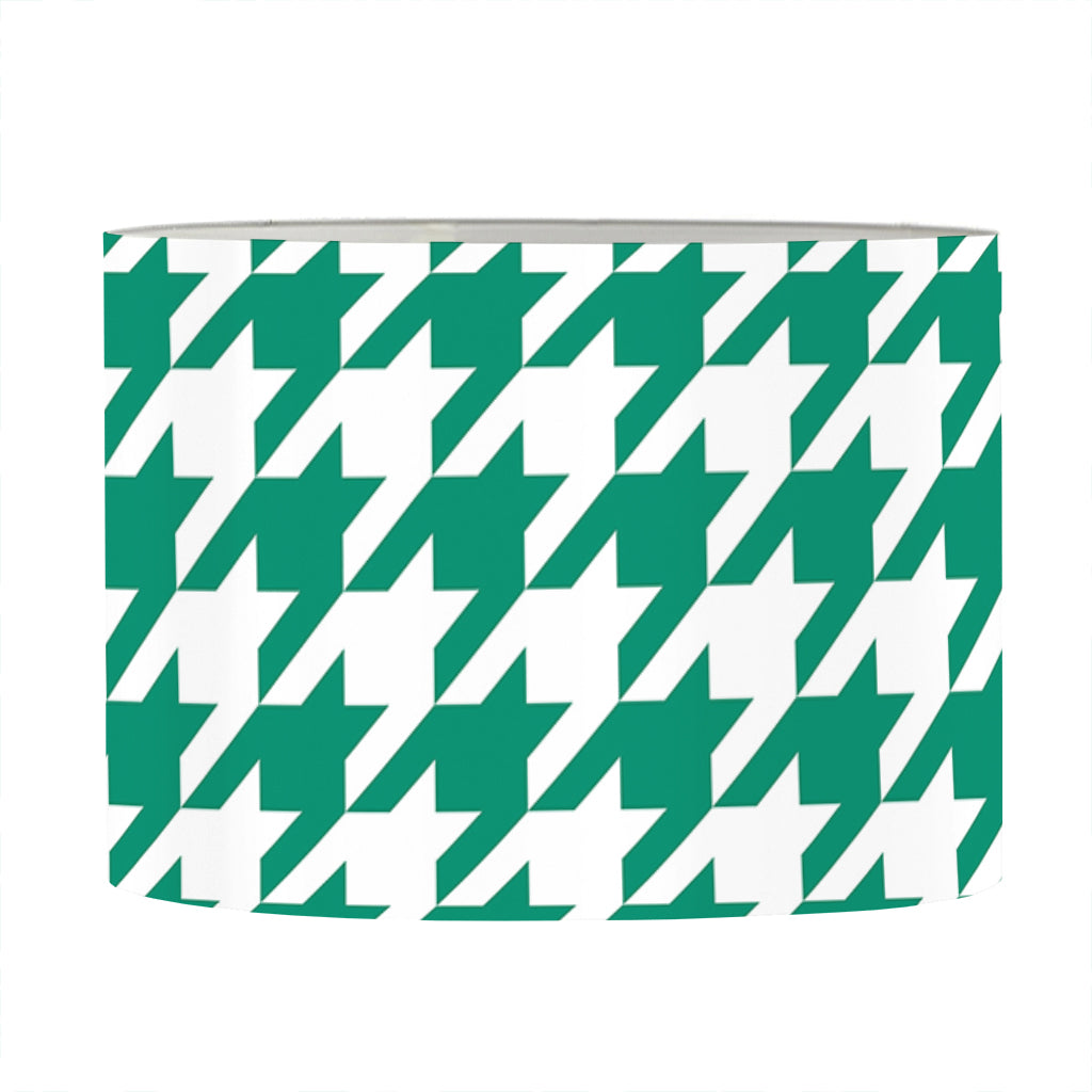Jungle Green And White Houndstooth Print Drum Lamp Shade