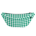 Jungle Green And White Houndstooth Print Fanny Pack