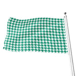 Jungle Green And White Houndstooth Print Flag
