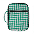 Jungle Green And White Houndstooth Print Front Pocket Bible Bag