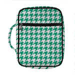 Jungle Green And White Houndstooth Print Front Pocket Bible Bag