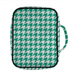 Jungle Green And White Houndstooth Print Front Pocket Bible Bag