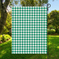 Jungle Green And White Houndstooth Print Garden Flag