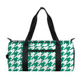 Jungle Green And White Houndstooth Print Gym Bag