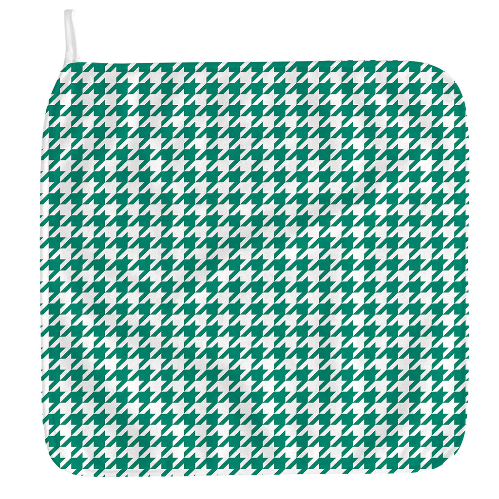 Jungle Green And White Houndstooth Print Hand Towel