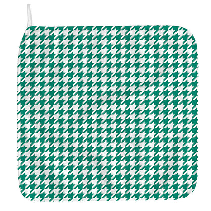 Jungle Green And White Houndstooth Print Hand Towel