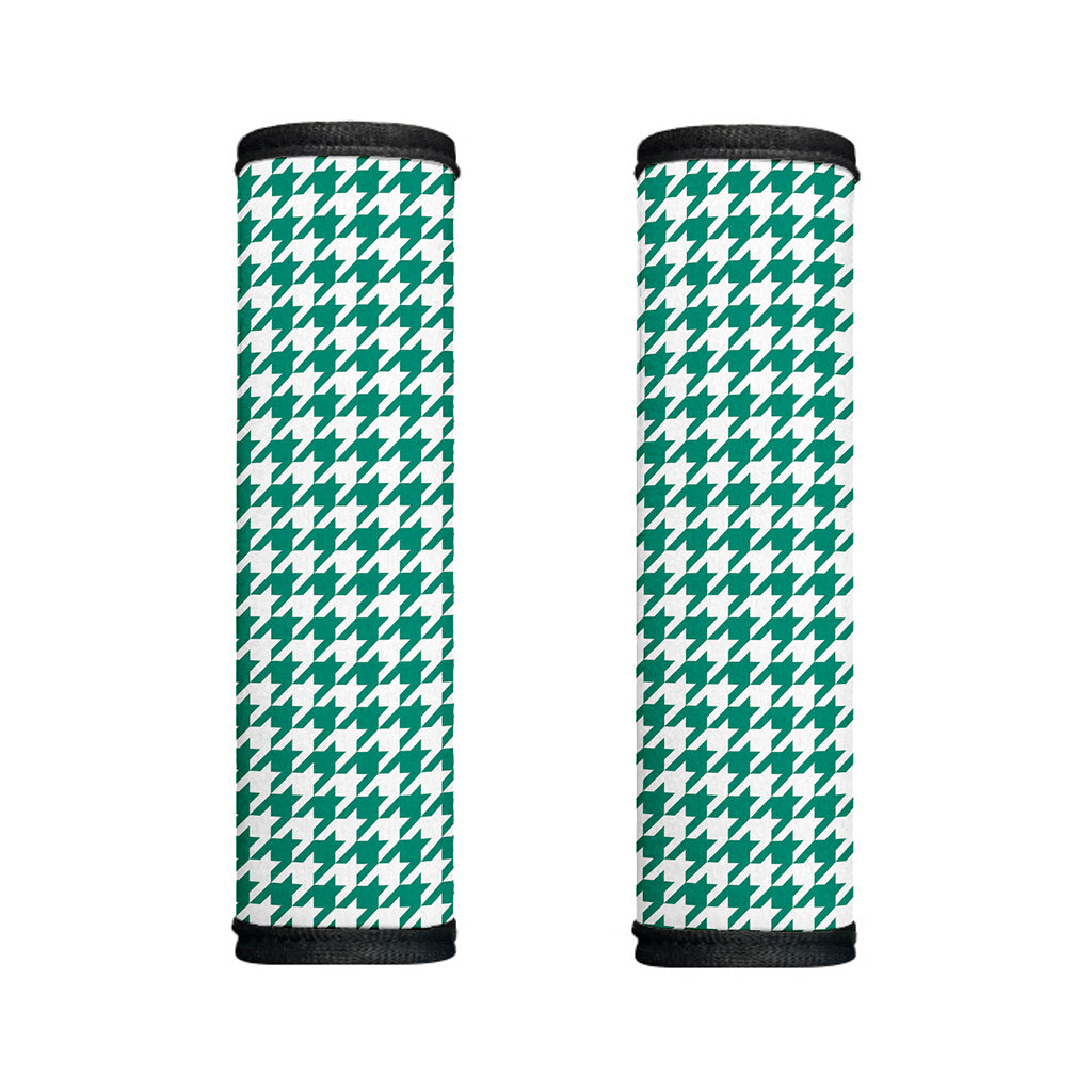 Jungle Green And White Houndstooth Print Handle Covers
