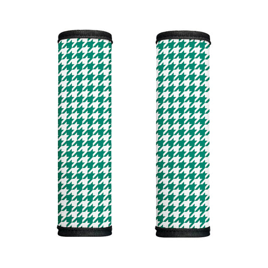 Jungle Green And White Houndstooth Print Handle Covers