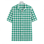 Jungle Green And White Houndstooth Print Hawaiian Shirt