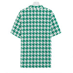 Jungle Green And White Houndstooth Print Hawaiian Shirt