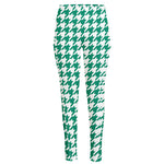Jungle Green And White Houndstooth Print High-Waisted Pocket Leggings