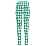 Jungle Green And White Houndstooth Print High-Waisted Pocket Leggings