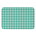 Jungle Green And White Houndstooth Print Indoor Door Mat