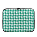 Jungle Green And White Houndstooth Print Laptop Sleeve
