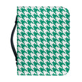 Jungle Green And White Houndstooth Print Leather Bible Cover