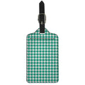 Jungle Green And White Houndstooth Print Luggage Tag