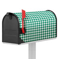Jungle Green And White Houndstooth Print Mailbox Cover