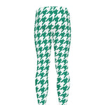 Jungle Green And White Houndstooth Print Men's leggings