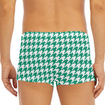 Jungle Green And White Houndstooth Print Men's Short Boxer Briefs