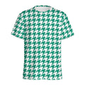 Jungle Green And White Houndstooth Print Men's Athletic T-Shirt