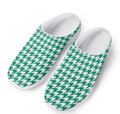Jungle Green And White Houndstooth Print Mesh Casual Shoes
