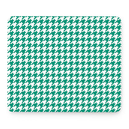Jungle Green And White Houndstooth Print Mouse Pad