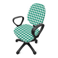 Jungle Green And White Houndstooth Print Office Chair Cover